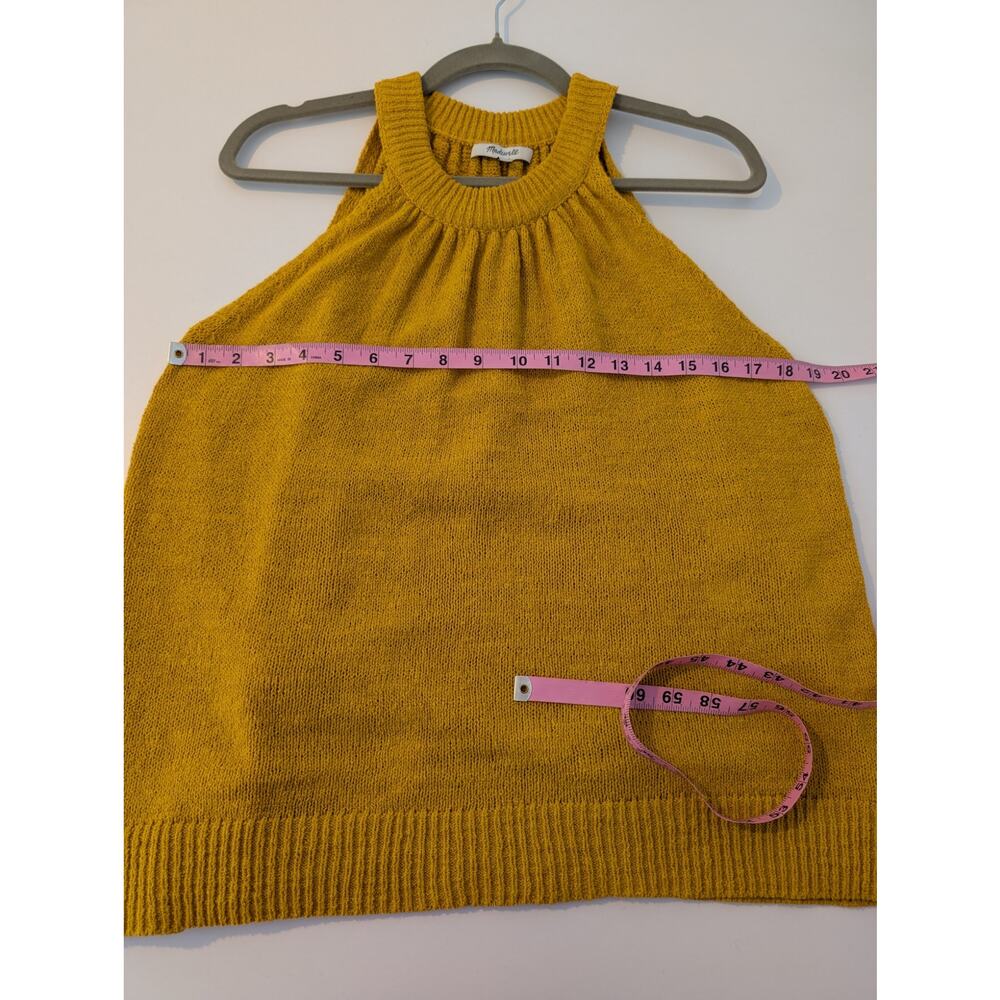 Madewell Top Gathered Sweater Tank Boho Spring Summer Mustard Yellow Size M - Picture 9 of 10